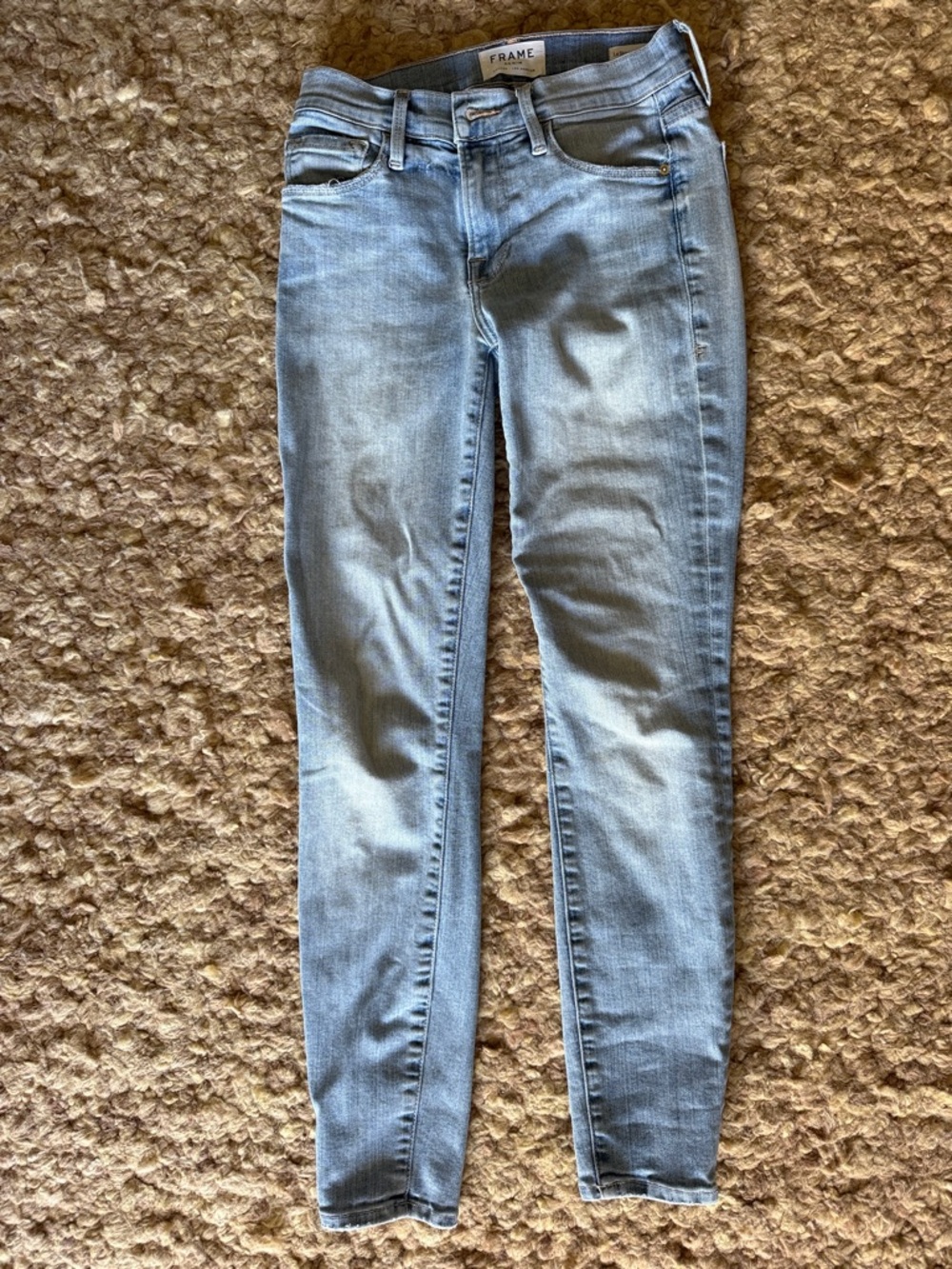Frame Denim Light Wash Skinny Jeans - Light Blue
